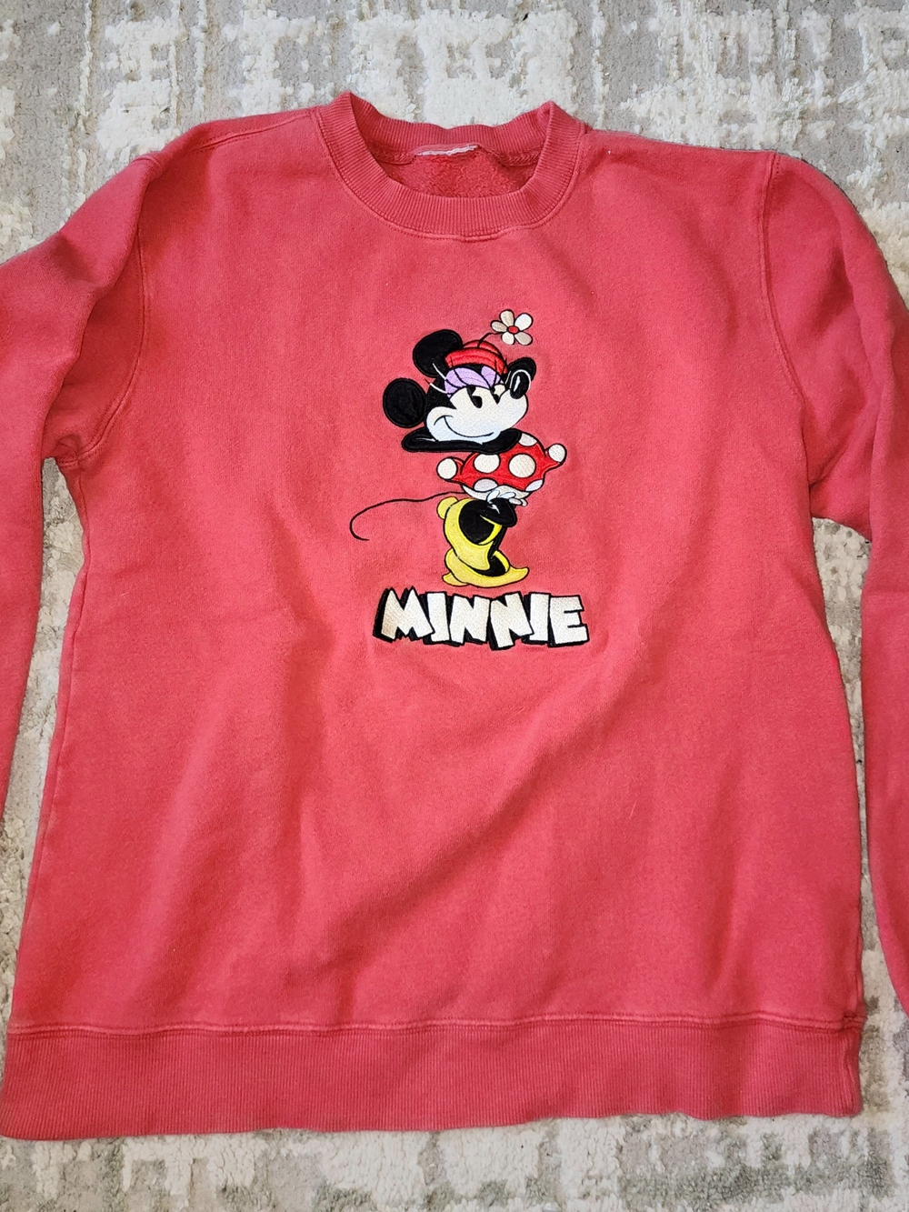 Vintage Disney Coral Minnie Mouse Crewneck Sweatshirt womens size XS